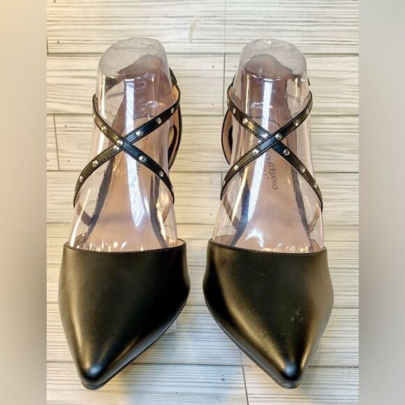 Christian Siriano for Payless Klassy Black Vegan Leather Pin Studded Heels S:9 - Picture 4 of 7